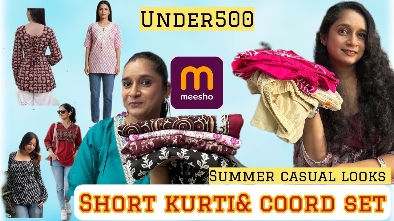 ,🩷 under 500 short kurti co ord set. Haul messho summer collection#messhoreview #viralvideo 