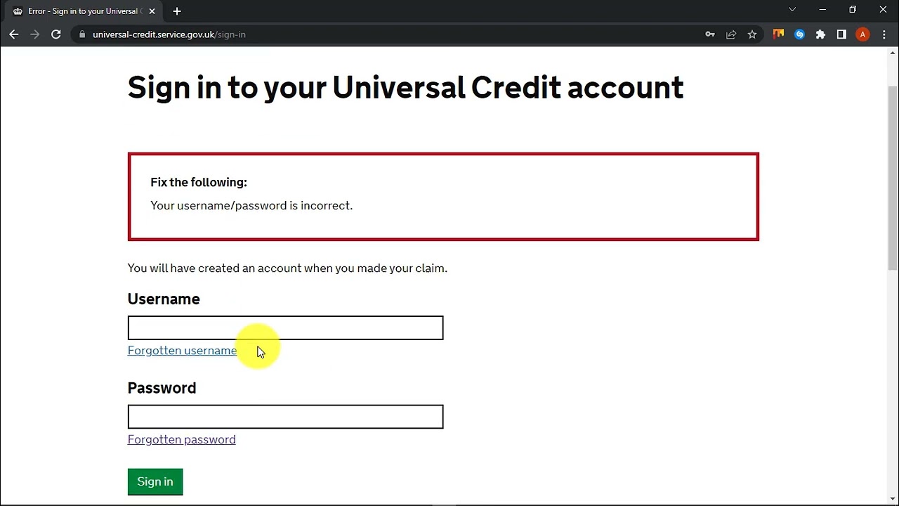 How To Reset Universal Credit Login Password