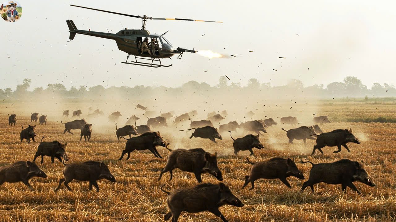 Battle in Sky of Texas - Take Down Hundreds of Wild Boars in Minutes | Craziest Wild Boar Hunt