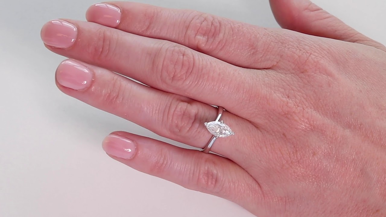 Lily Arkwright - Raven Marquise Cut 1ct/10x5mm Moissanite 18k White Gold Solitaire Ring