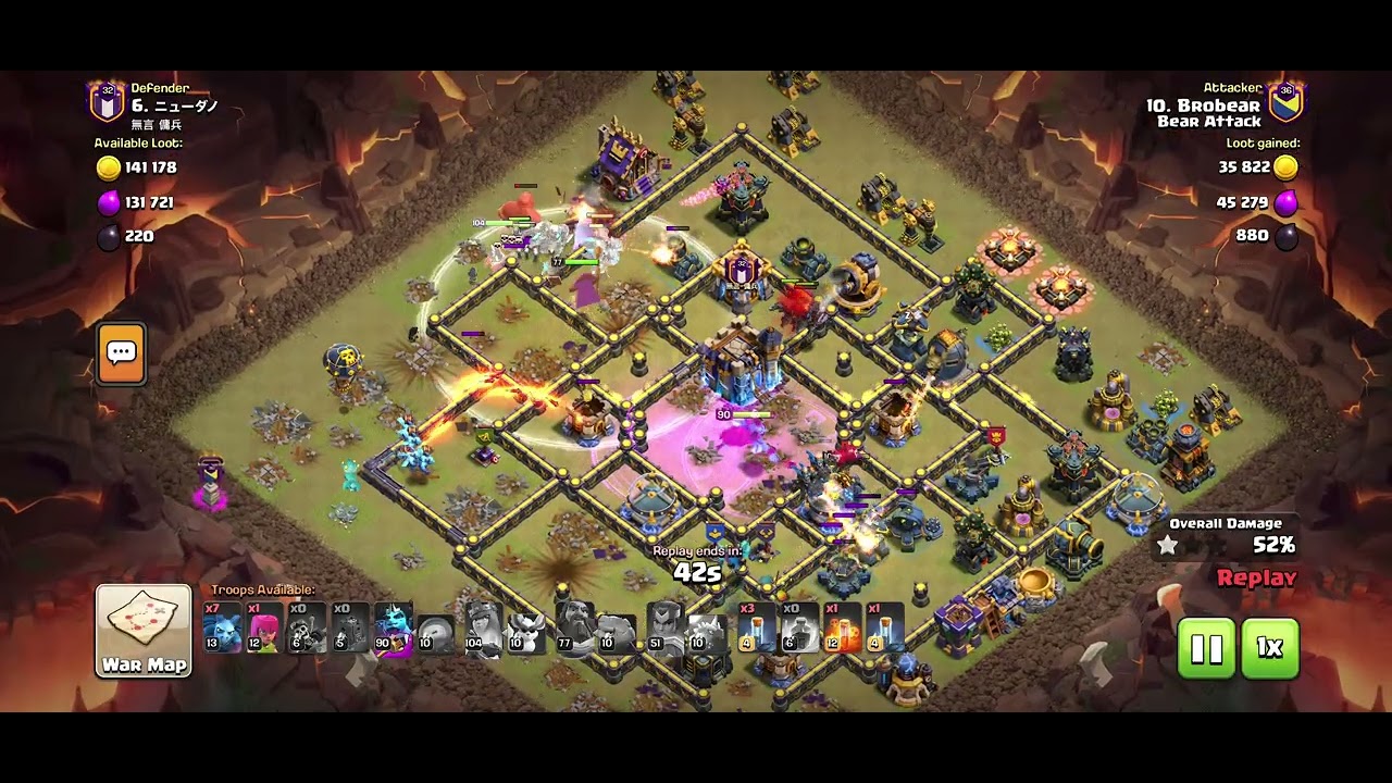 Th18 vs Th18 Dragon Rider Totem spell spam clear