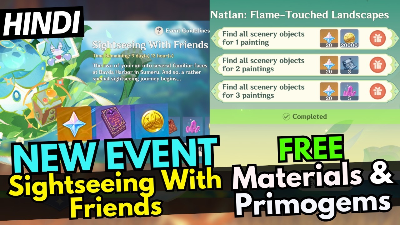 [Hindi] Genshin Sightseeing With Friends Event Guide | FREE Materials & Primogems..