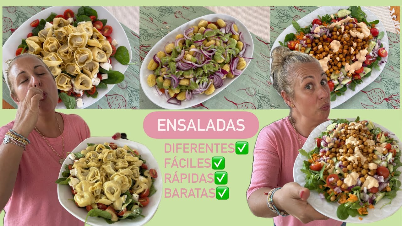 3 ensaladas NUEVAS, ESPECIALES, FÁCILES y RÁPIDAS. TRIUNFO ASEGURADO😉🥗 Te enseño la compra🛒