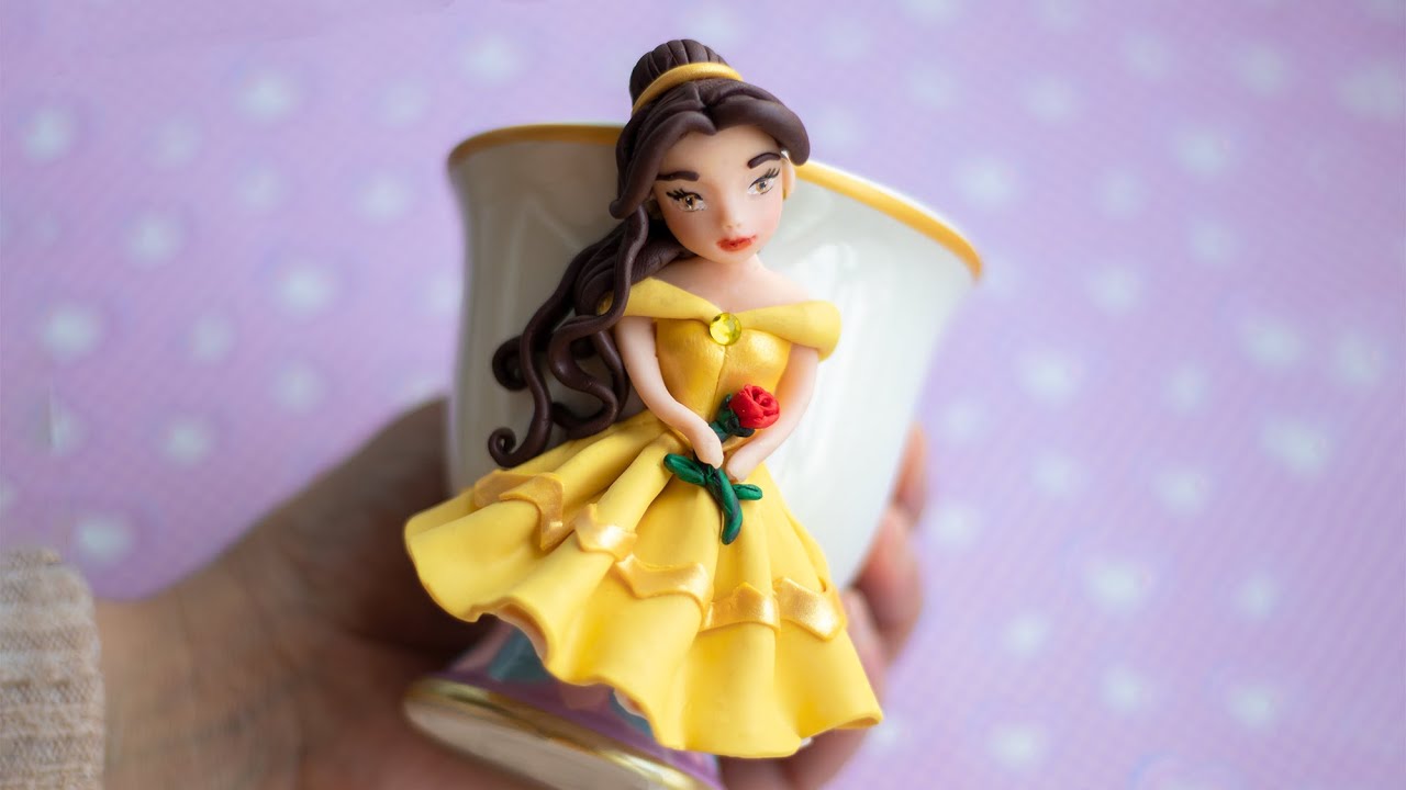 Polymer Clay Belle from Beauty and the Beast on a Magical Mug!