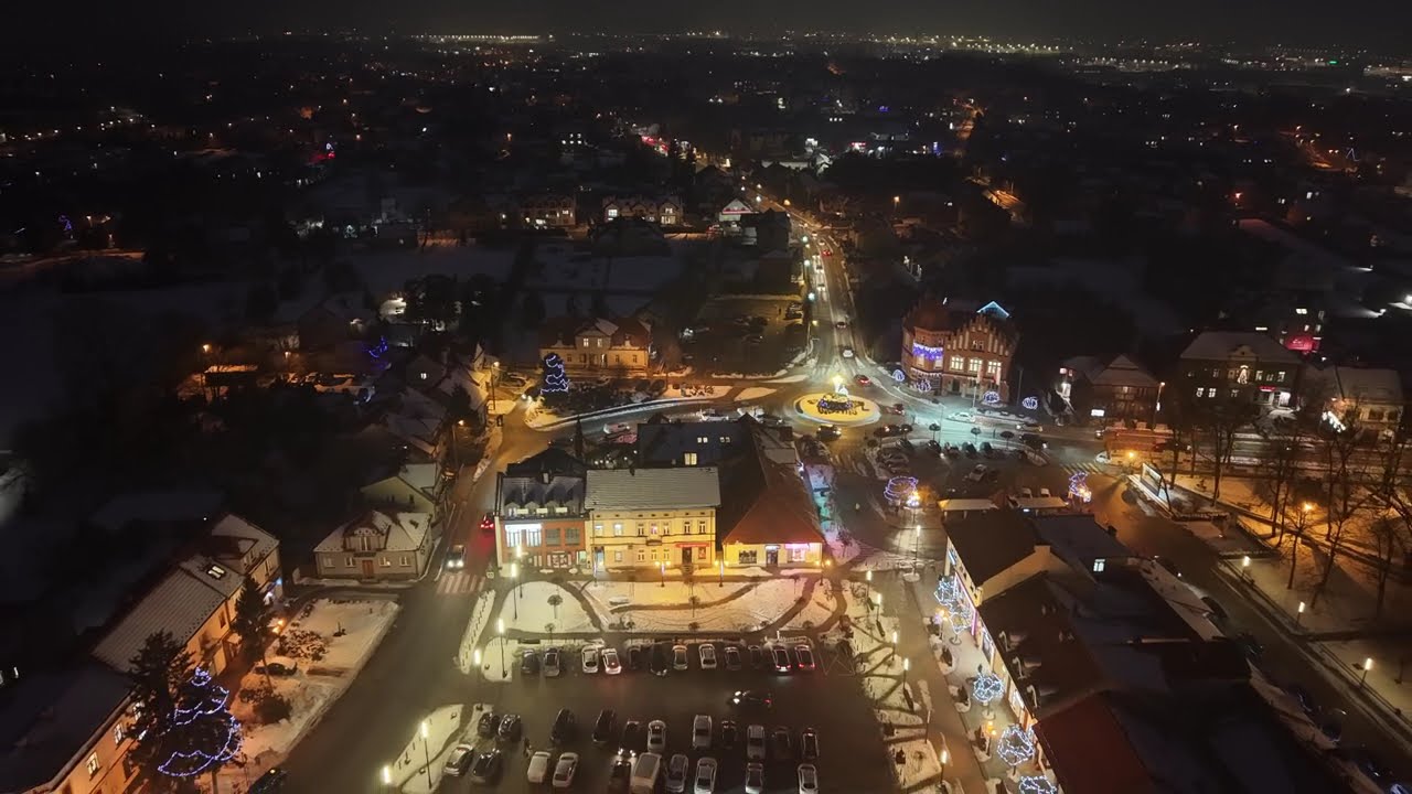 Evening square in the city of Niepołomice. Poland. @DJI mini 5 pro