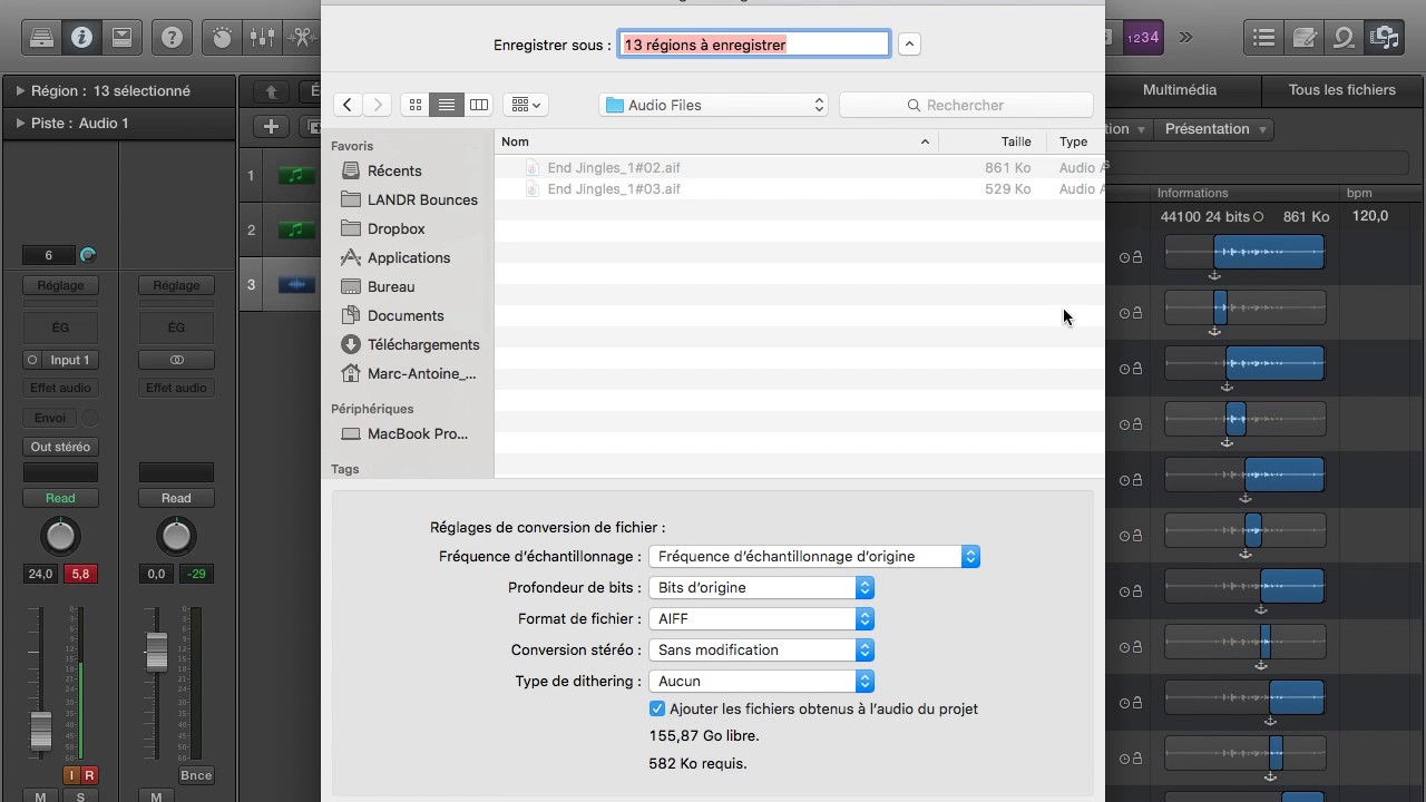 How to batch export multiple audio regions in Logic Pro X