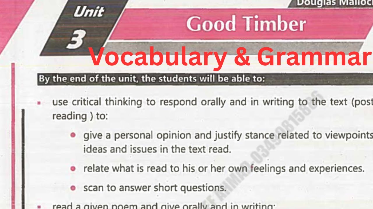 Good Timber Poem | Vocabulary & Grammar Explanation | Class 11 English Lesson