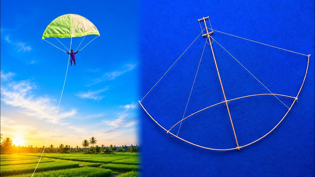 How to make a parachute kite from coconut stalks