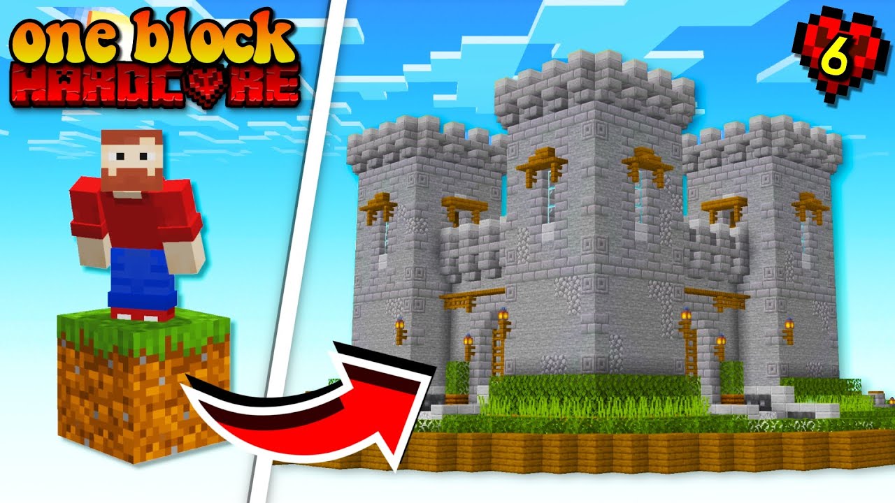 Ik Bouw Een KASTEEL In One Block HARDCORE!