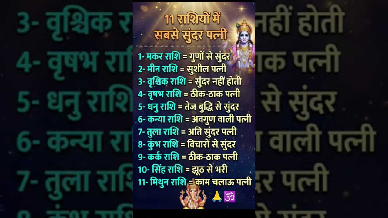 11 राशियों में सबसे सुंदर पत्नी 