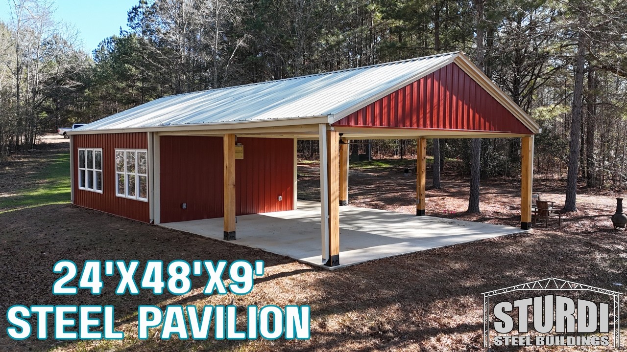 24'x48'x9' Steel Pavilion - Full Interior & Exterior Build Process