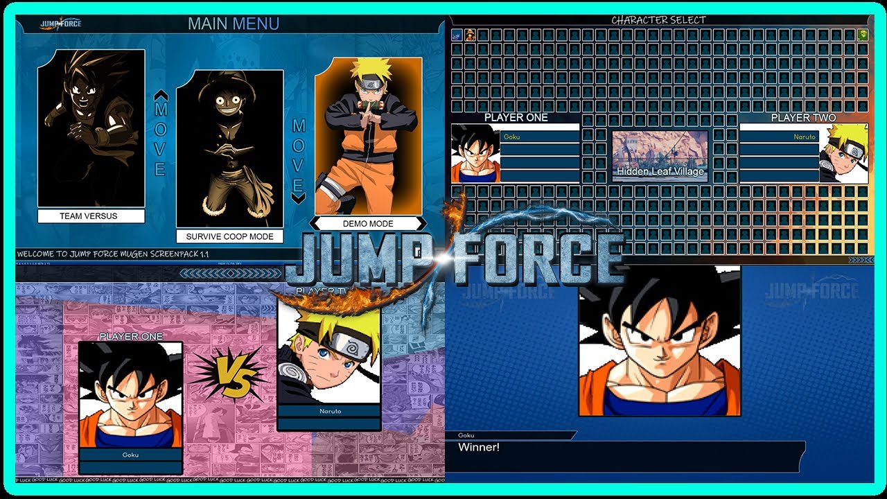 Jump Force Screenpack 1.1 (VERSION MAXI MUGEN) - Link