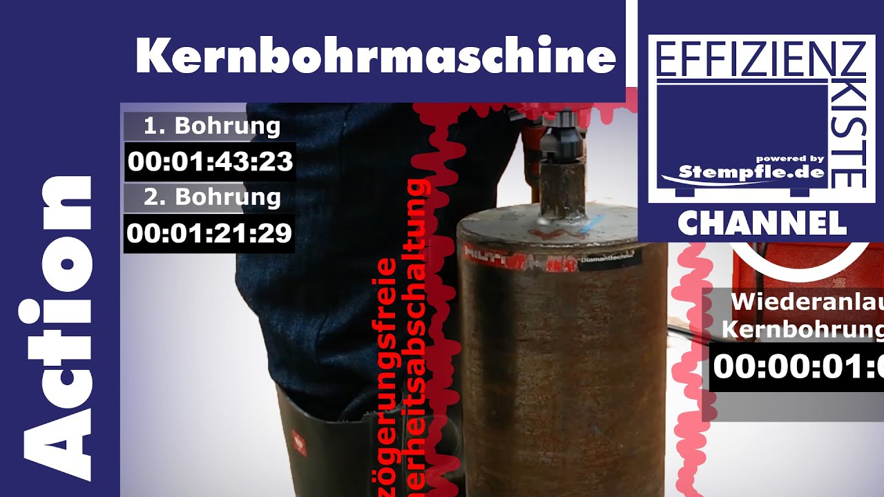 200 mm freihand Kernbohrung in 104 Sekunden (Steingutrohr) mit Kernbohrmaschine Hepp2 HCD50-200