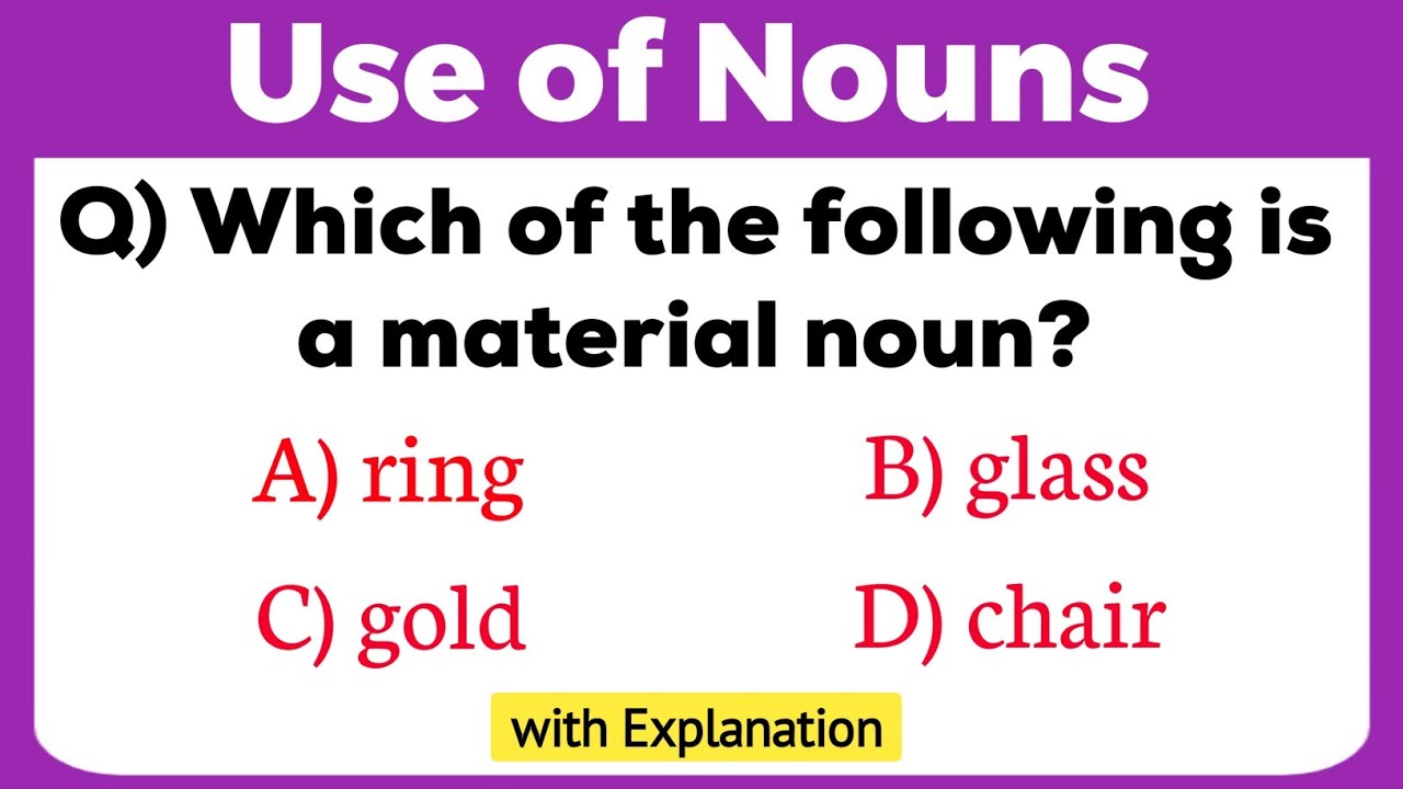 Use of Nouns with Explanation | Noun Practice | Parts of Speech | Mock Test | Quiz | #nouns
