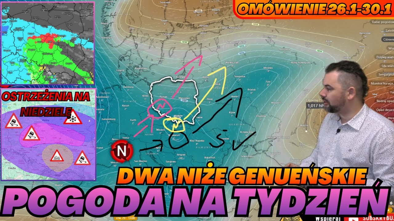 Pogoda na nowy tydzień. Dwa niże genueńskie (poniedziałek i czwartek) Kolejne opady. Omówienie.