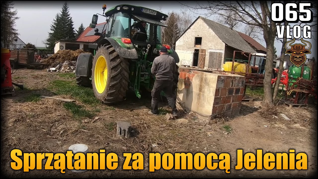Sprzątanie gospodarstwa za pomocą John Deere'a. Nieudana próba wyburzenia wędzarni :D | Vlog #65