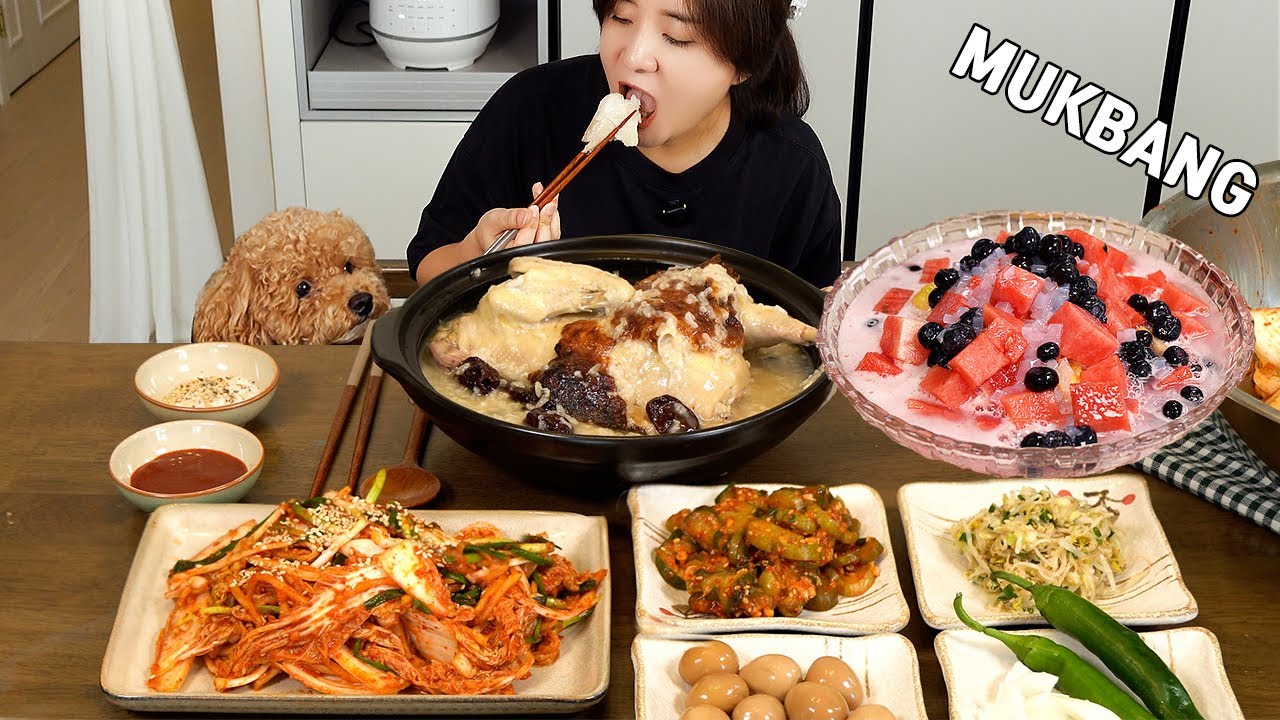 Кулинарный мукбанг | Домашний корейский обед 🍲 Самгетанг, свежий кимчи и летний фруктовый пунш
