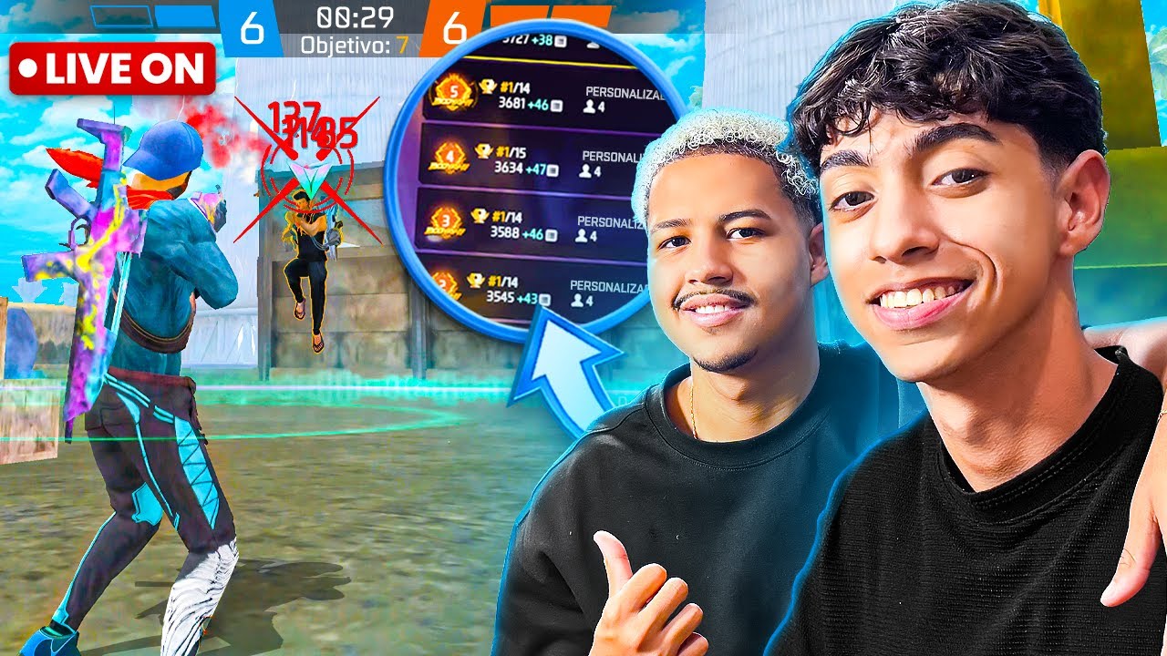 A MELHOR DUPLA JOGANDO APOSTADO JUNTOS PESSOALMENTE! 💙 FREE FIRE AO VIVO 💙 SPRITE E PHZIN