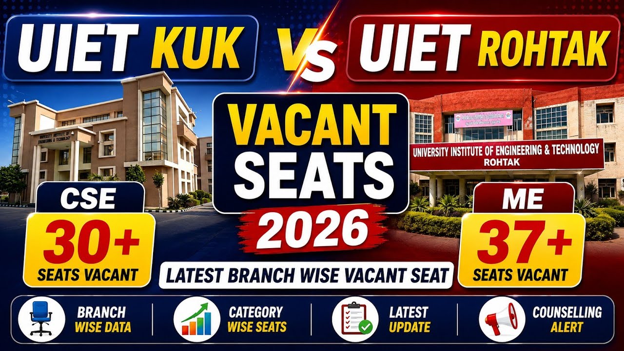 UIET KUK vs UIET Rohtak Vacant Seat 2026: CSE 30+ Seats Vacant😱Latest Branch Wise Vacant Seat 
