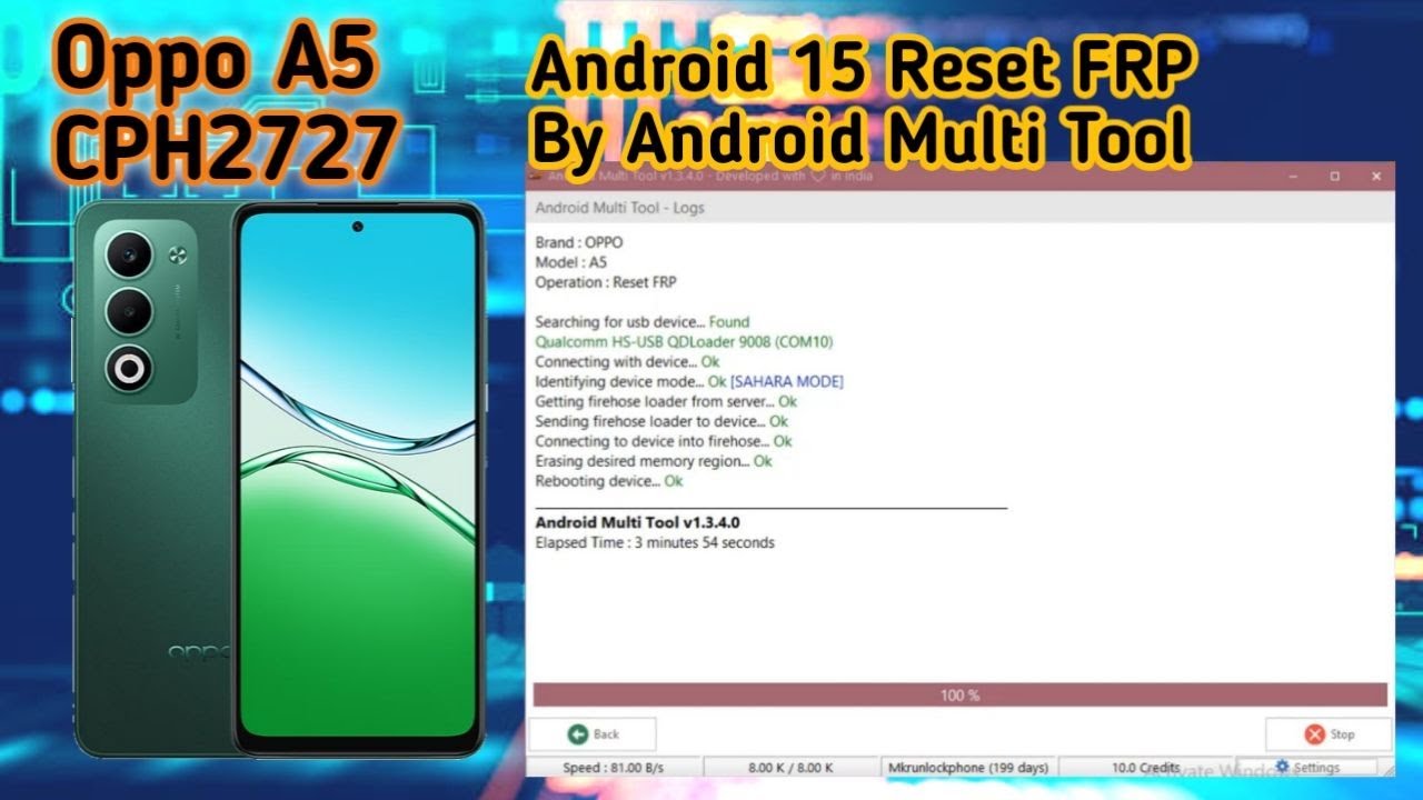 OPPO A5  CPH2727 Android 15 Reset FRP By Android  Multi Tool