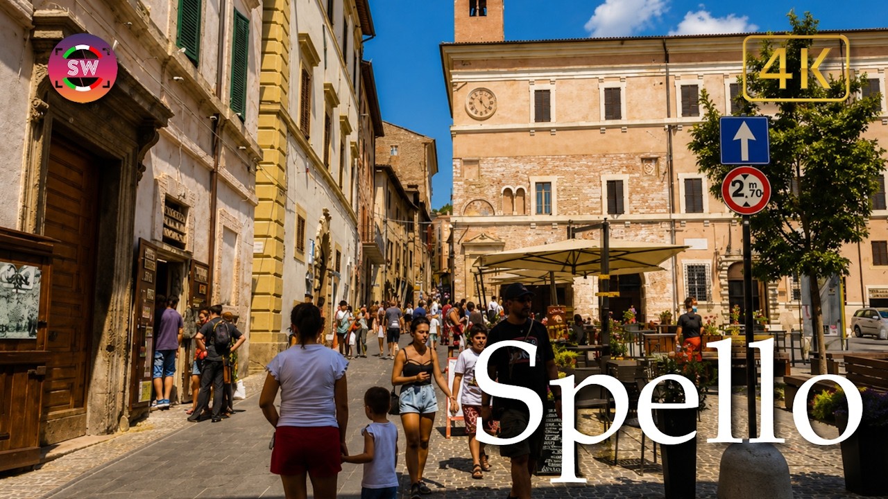 Spello (Umbria), Italy【Walking Tour】History in Subtitles - 4K