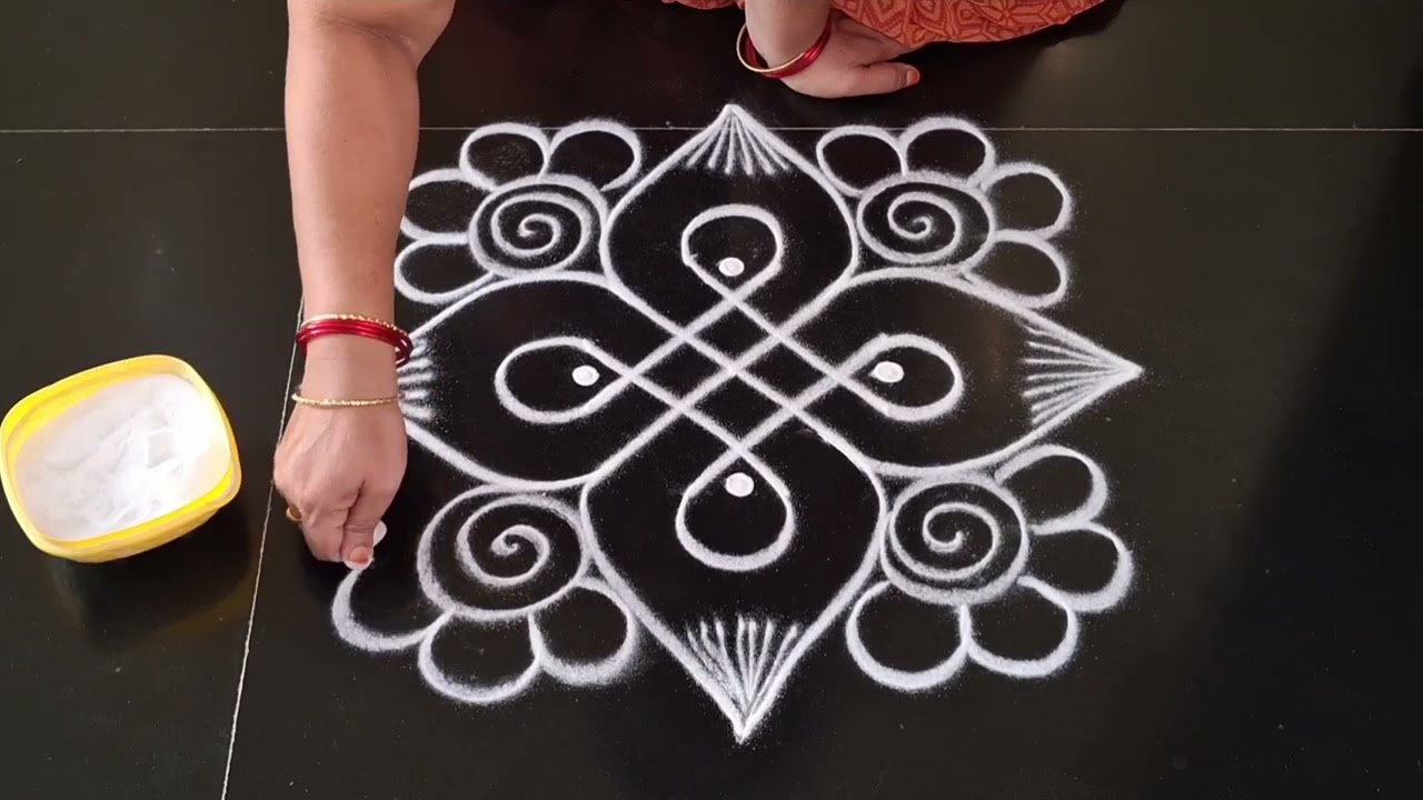 Daily use rangoli 🌹 simple side border rangoli design 🌹 daily muggulu 