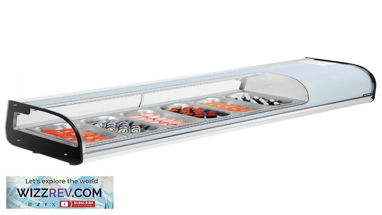 VEVOR Sushi Display Case Refrigerator 2.2 Cu.ft Commercial Sushi Case 6 Pan Countertop