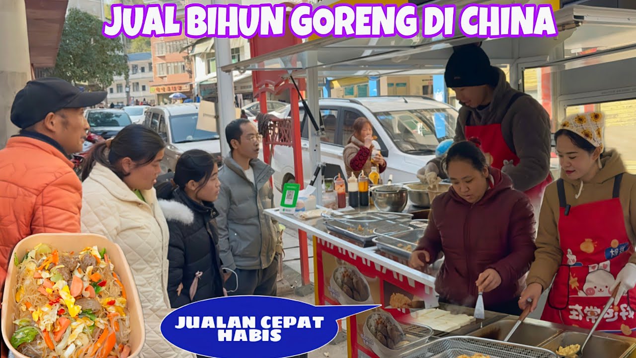JUAL BIHUN GORENG INDONESIA DI CHINA, ALHAMDULILLAH PEMBELI ADA TERUS JUALAN CEPAT HABIS
