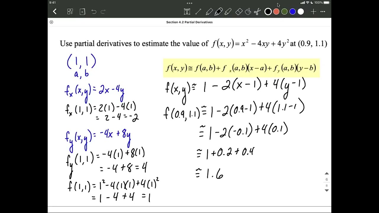 Partial Derivatives | Estimate Value