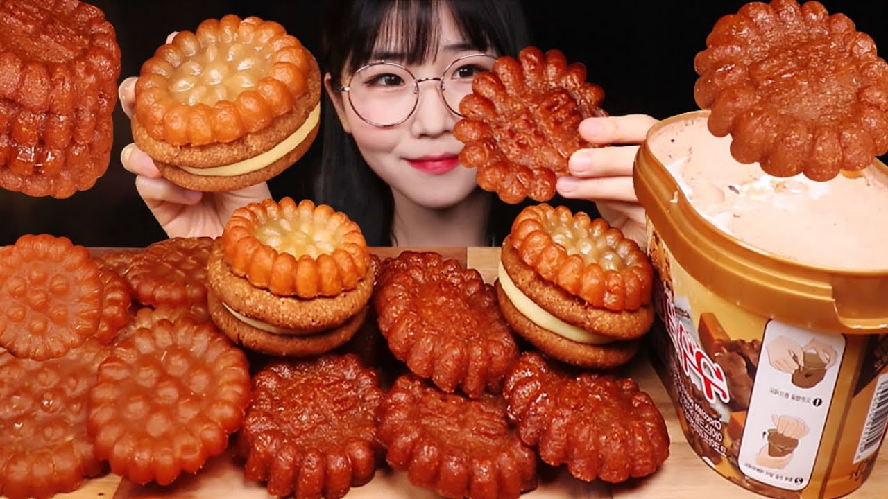 ASMR 꾸덕쫀득 약과 & 구구크러스트 아이스크림 먹방! REALSOUND MUKBANG | Korean dessert, Yakgwa & Chocolate Ice cream
