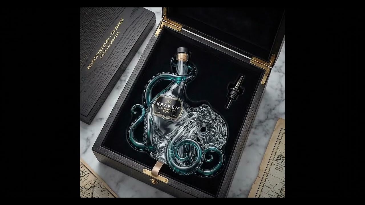 The Kraken Black Spiced Rum Octopus Whiskey Decanter