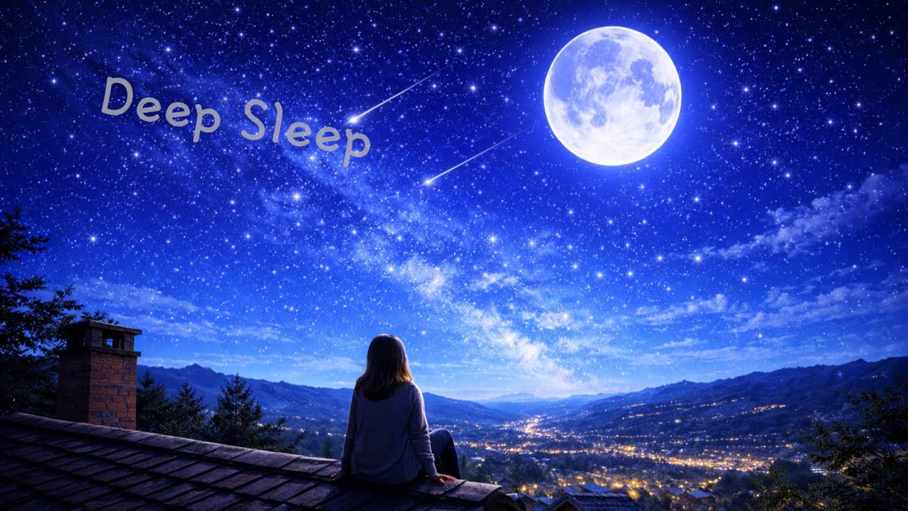 ⭐ Rooftop Under the Blue Night Sky | Relaxing Sleep Ambience