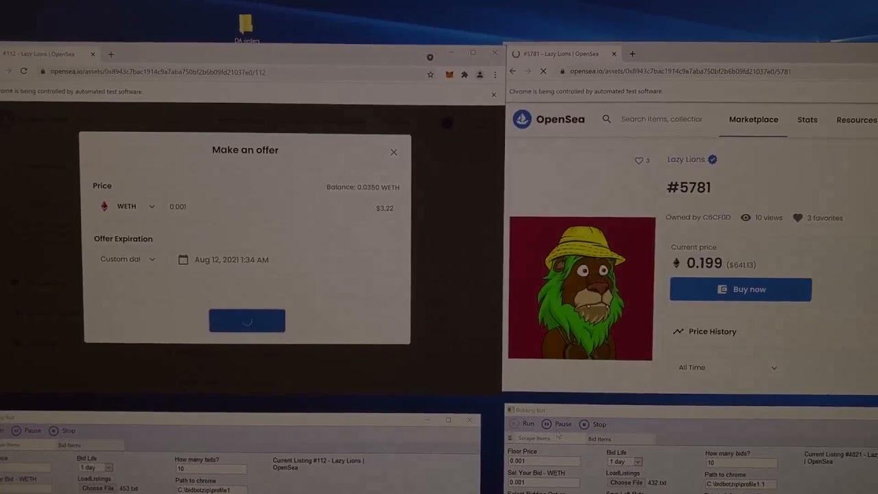 NFT Opensea bidding bot