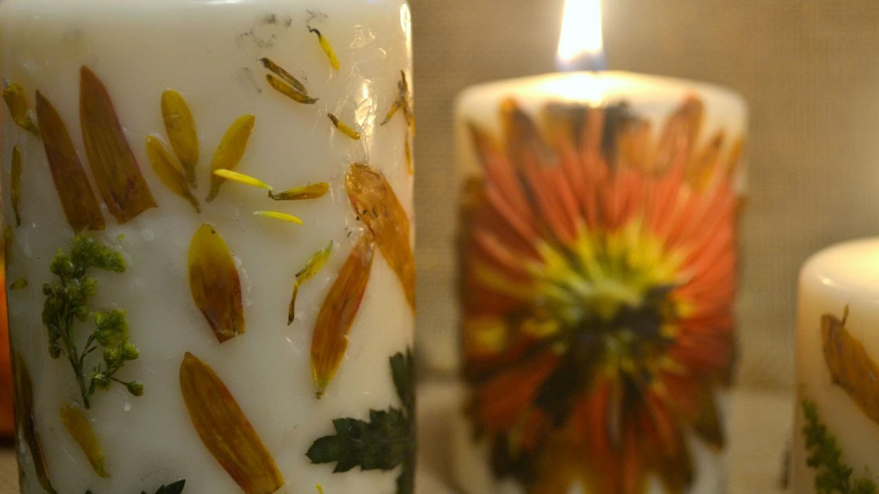 🍂🍁DIY: Pressed Flowers Candle *EASY*🍁🍂