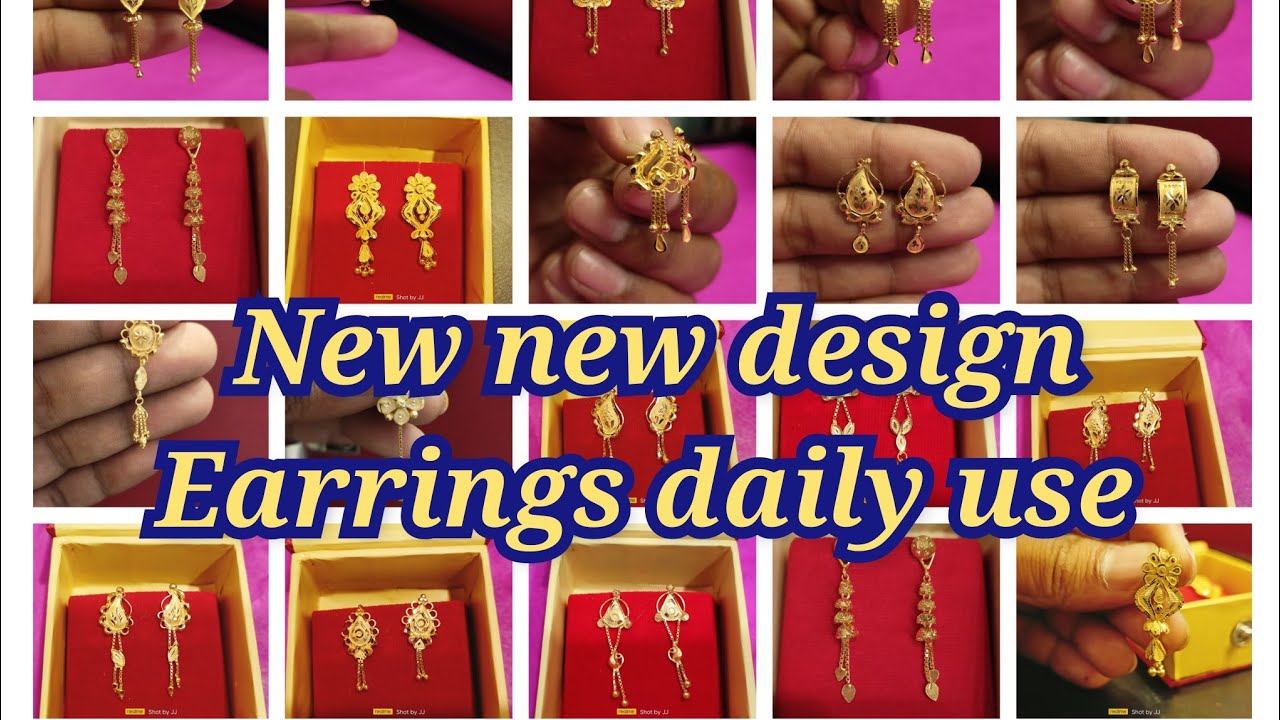 Daily wear light weight gold earrings tops / jhumka / stud earrings 2023 hoops earring / st