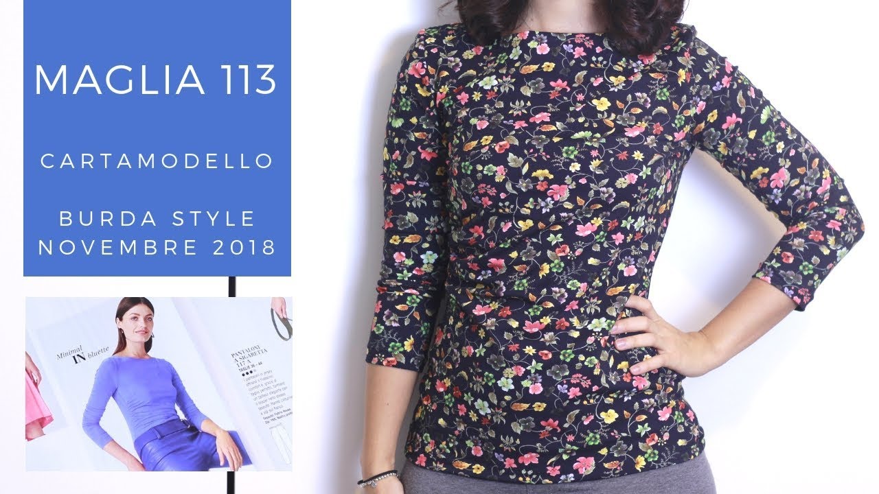 Maglia con drappeggio 113 | Cartamodello Burda Style Novembre 2018 | Un punto alla volta