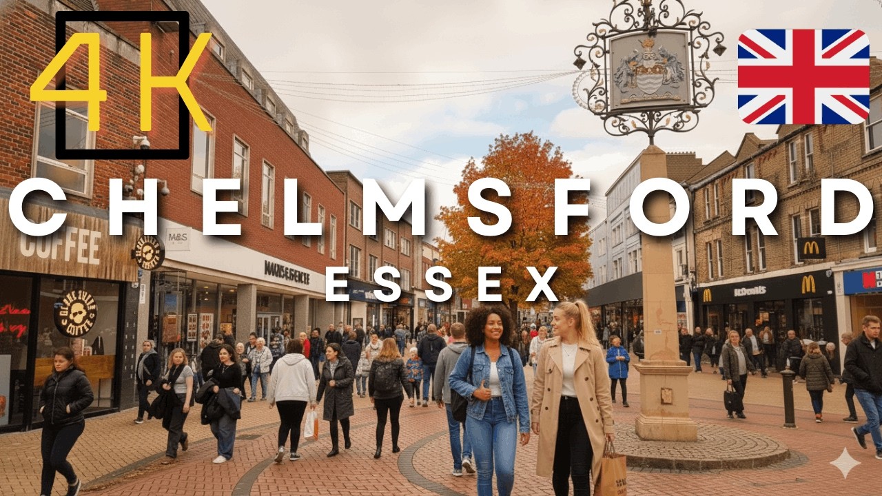 Chelmsford Walking Tour (4K) | Birthplace of Radio | Essex, United Kingdom 🇬🇧