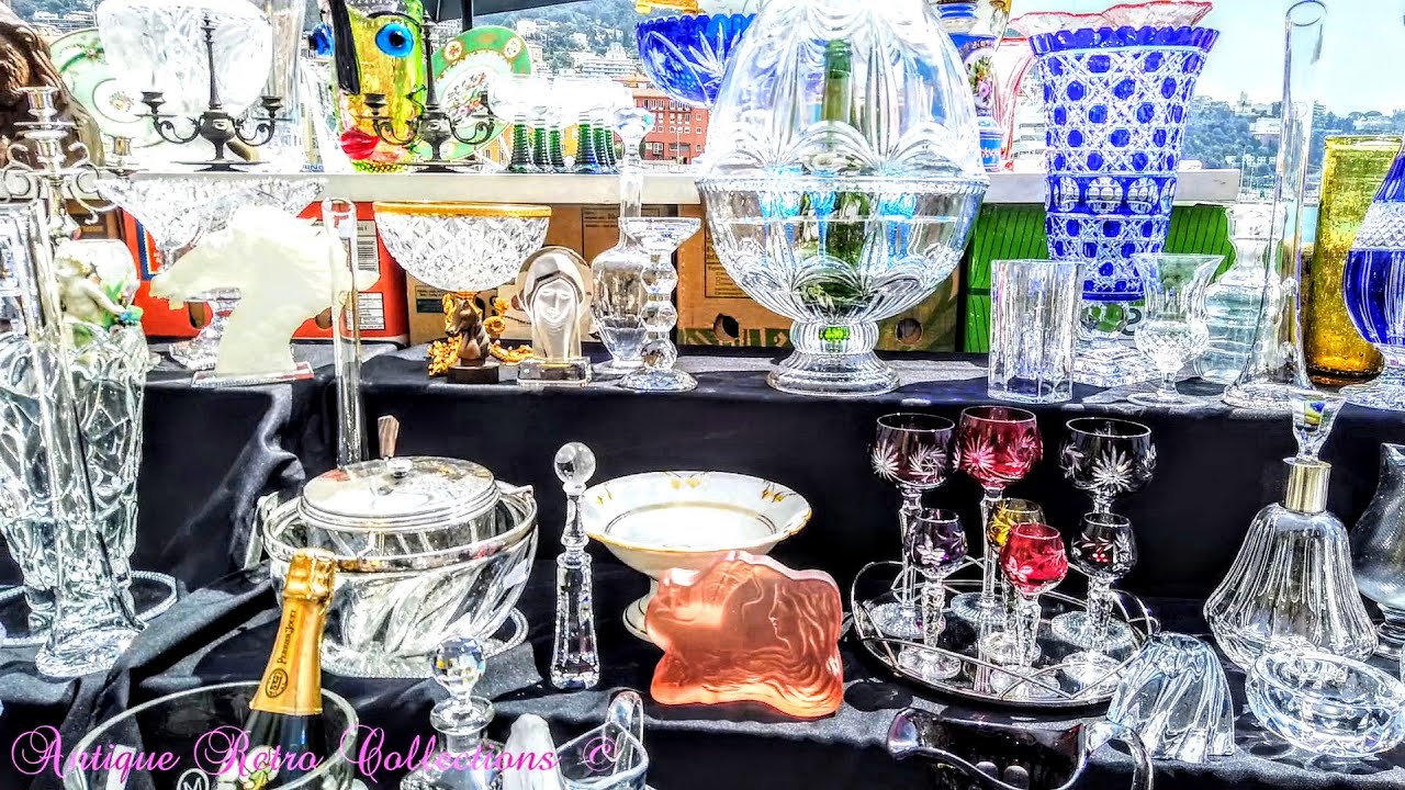 FLEA MARKET SHOPPING DISCOVERY AMAZING VINTAGE ITEMS CRYSTAL VASES PORCELAIN SET NICE C&Ocirc;TE D'AZUR 🇫🇷