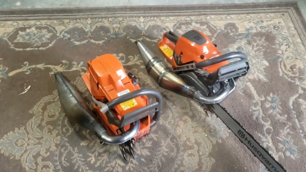 Worlds first piped Husqvarna 592 xp? 395xp vs 592xp with exhaust racing pipes Chainsaw xp talk