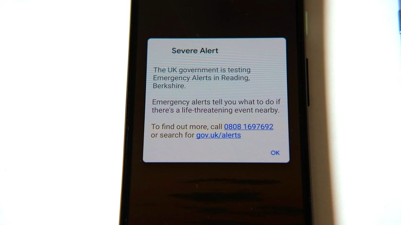 UK Government Emergency Alert service test broadcast, Reading UK, 29 June 2021