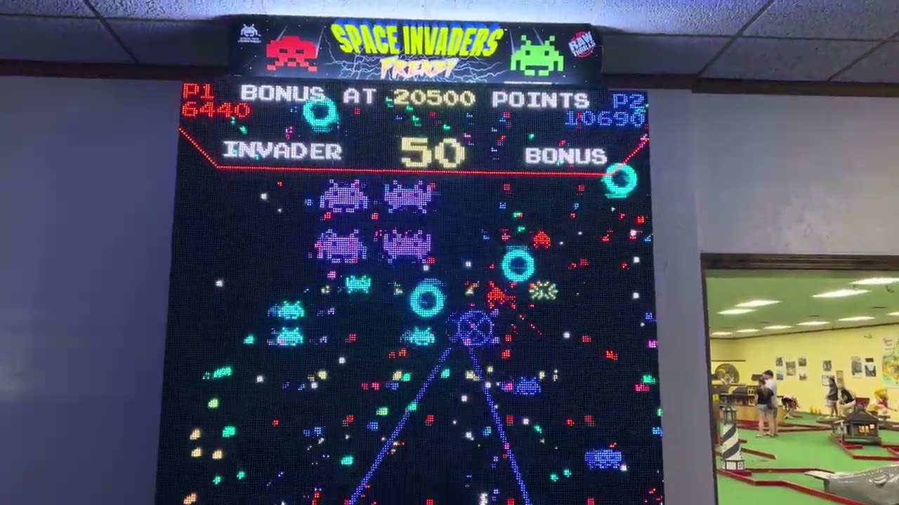 Giant Space Invaders at World's Biggest Arcade Funspot Laconia, NH