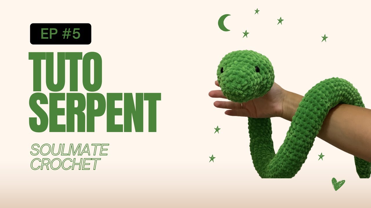 TUTO SERPENT AU CROCHET AMIGURUMI FACILE SANS COUTURE- SNAKE FRENCH TUTORIAL AMIGURUMI EASY NO SEW🧋