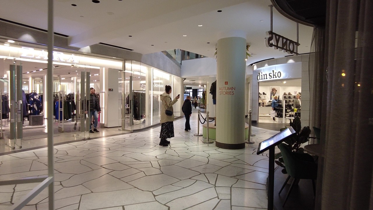 Arkaden Galleria, short walk through a shopping center in Gothenburg, Sweden