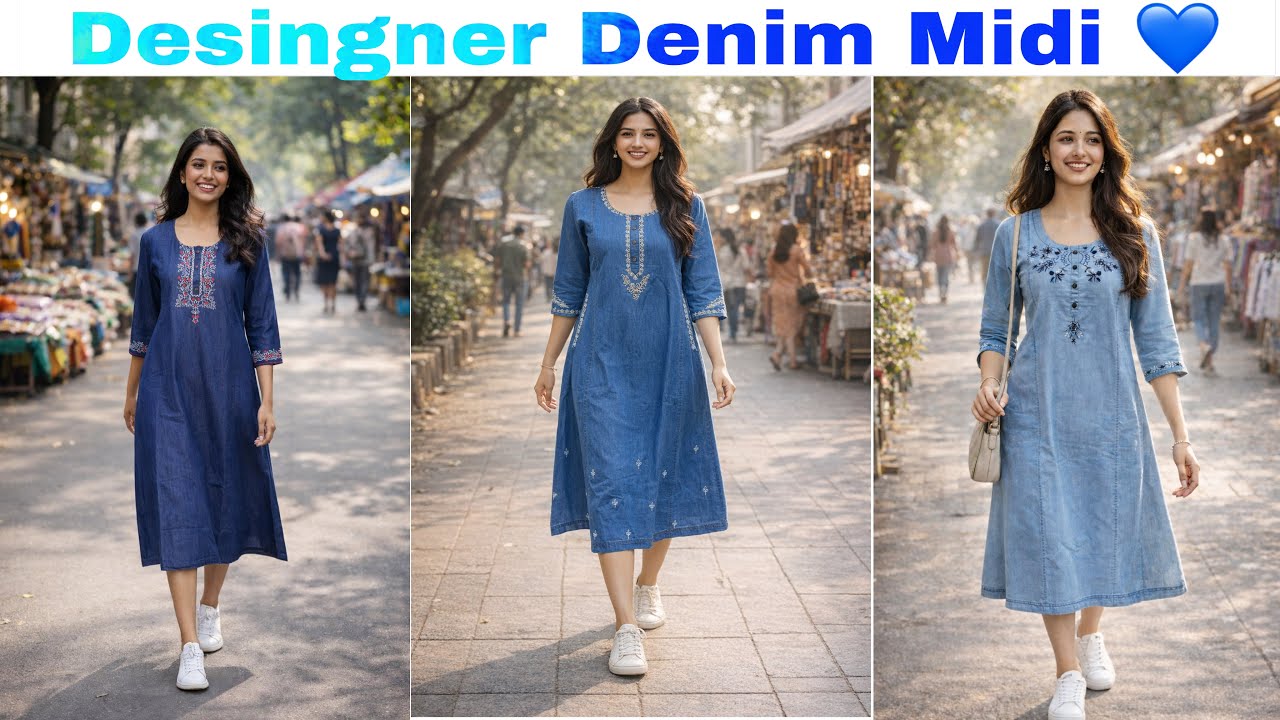 ✨Designer Denim One Piece 💙✨M to XXL Size💫For Orders 📲9904399388/9909484788#denim#cotton#like#follow