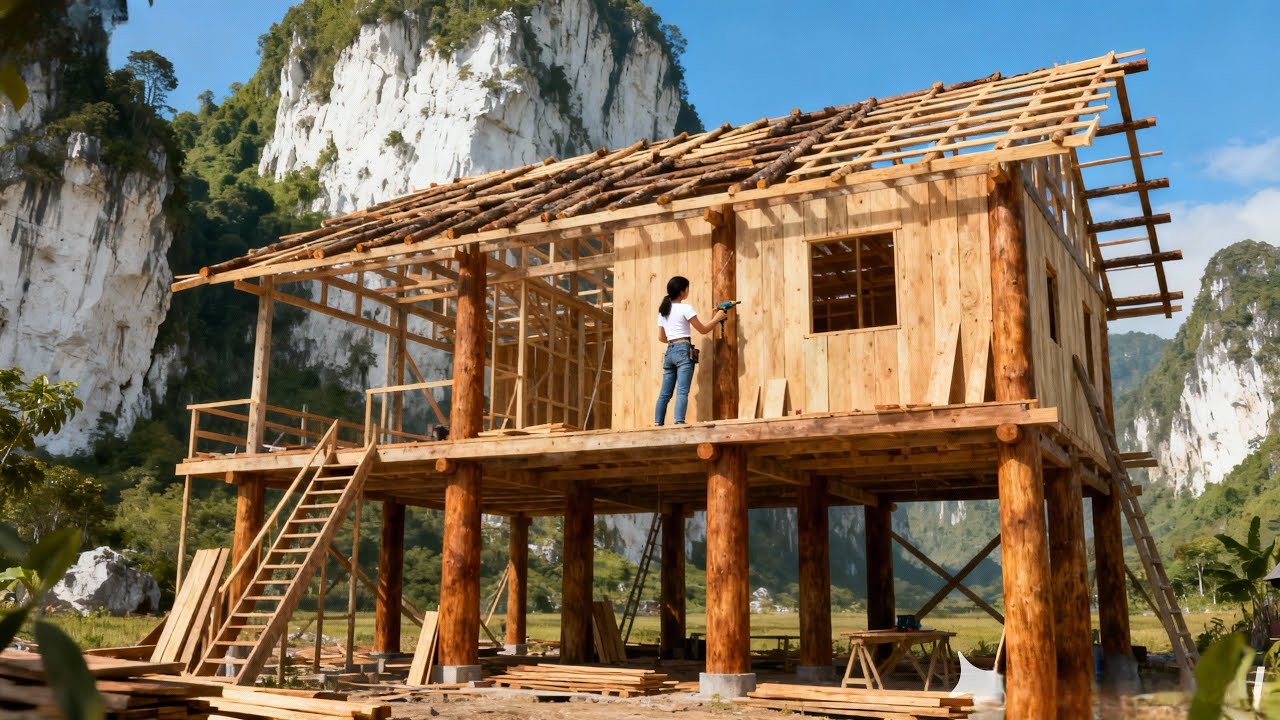 The young woman transformed a burnt-down house into a wooden house that could last 1,000 years