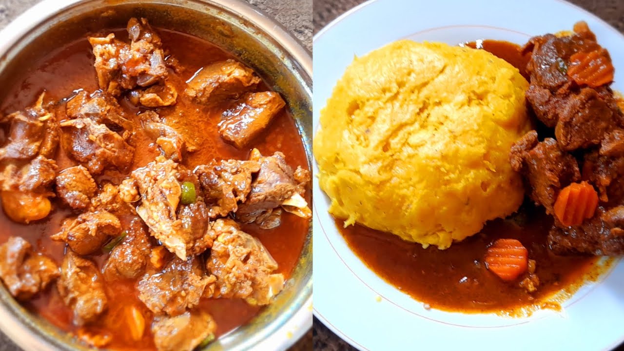jinsi ya kupika mchuzi wa nyama ya mbuzi/kondoo usinuke kibeberu/mutton sauce.mushed plantains
