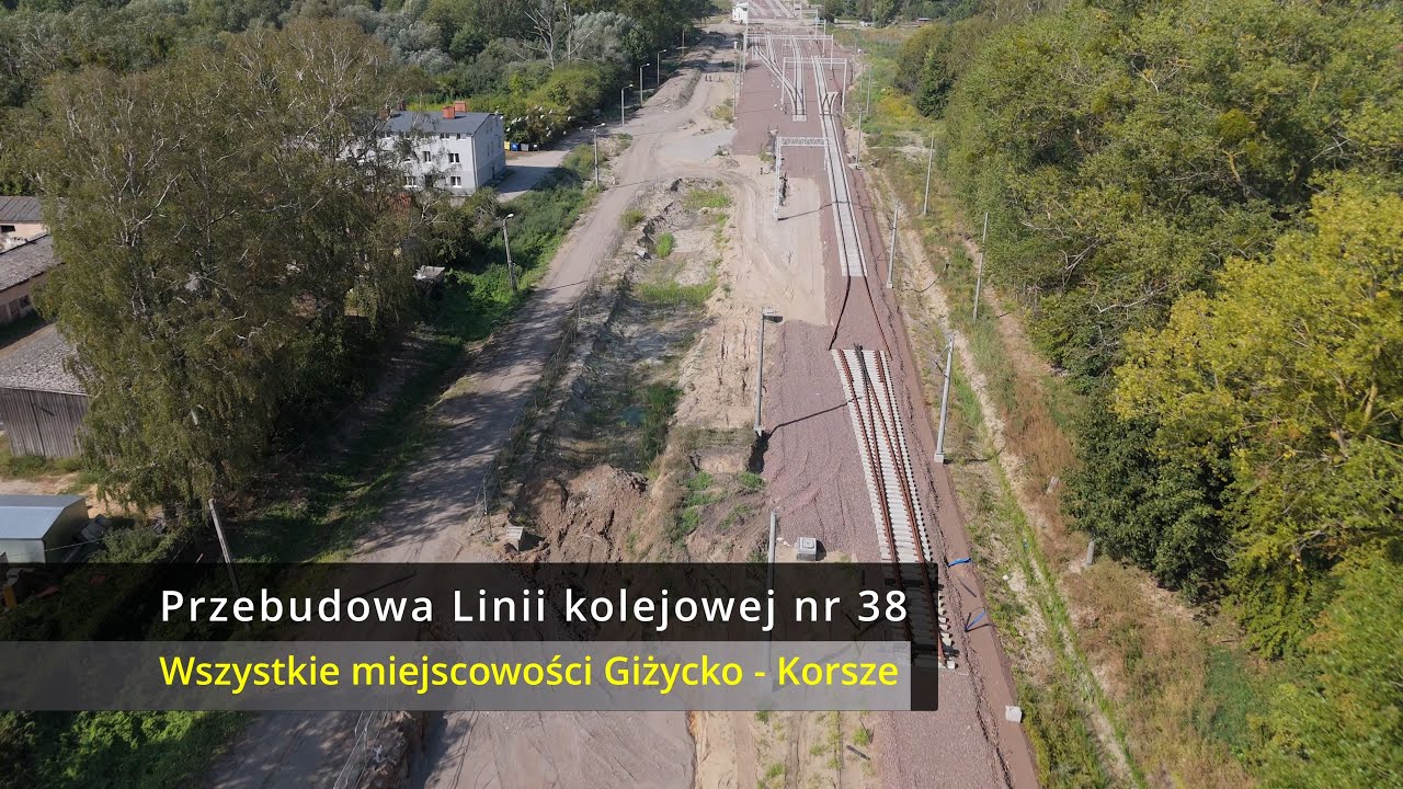Linia Kolejowa nr 38 Giżycko - Korsze | Wszystkie miejscowości | 7.09.2024 | Widok z drona