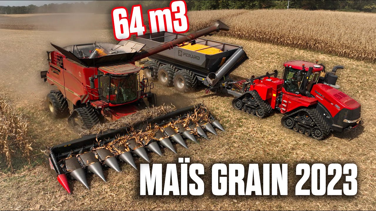 😎🌽 FIN des MAÏS GRAIN 2023 pour cette FERME:12 RANGS & QUADTRAC & TRANSBORDEUR 64m3 ! 🔴