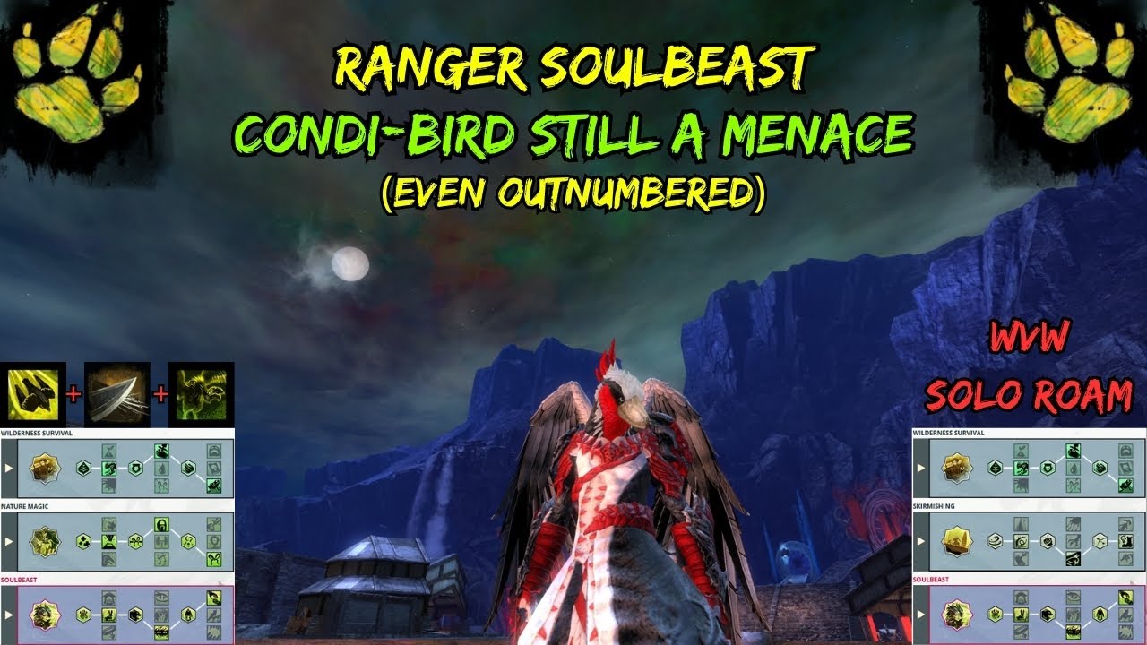 GW2 WvW Condi OneShots Are Still A Thing!! Ranger Soulbeast Solo And Outnumbered [Condi-Bird]