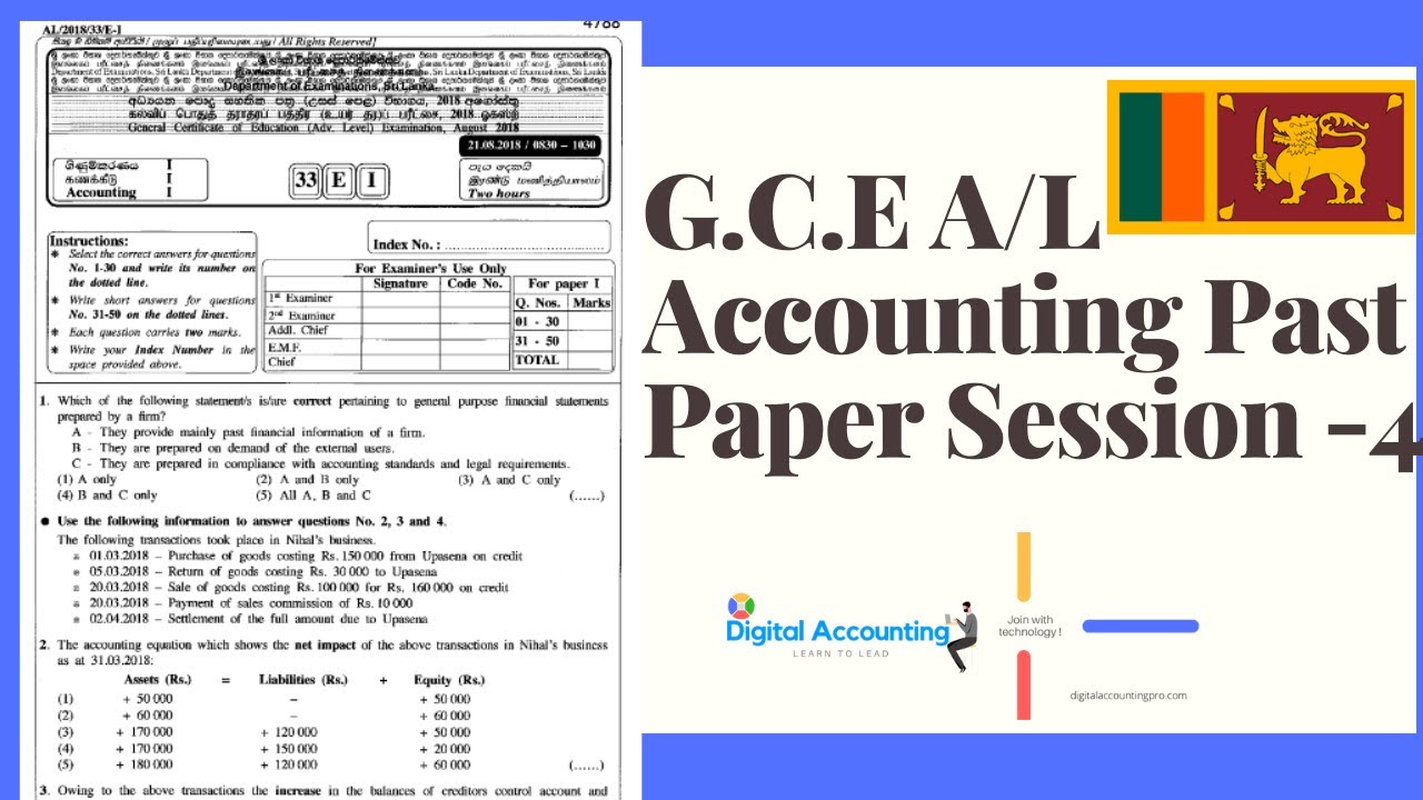 A/L Accounting Past Paper Session 4 | Complete Guide